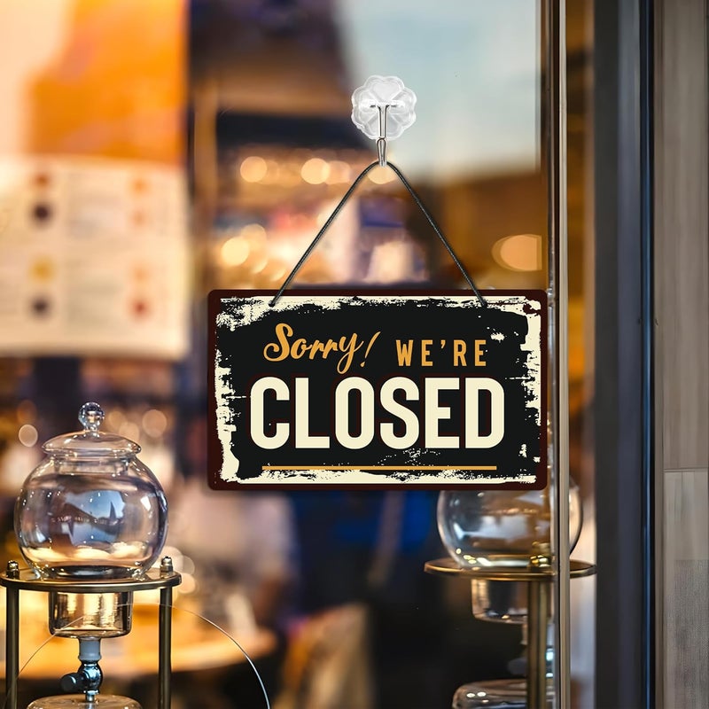 LUHIMO Open Closed Signs for Business, 10x5.9 Waterproof Double Sided PVC Come In or Closed Hanging Sign, Business Open and Closed Hours Flip Sign for Stores Restaurants Bars Shops Door Window - Image 5
